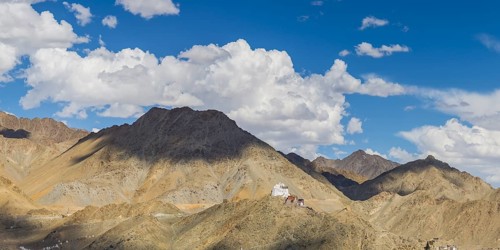The Namgyal Tsemo Gompa monastery on Tsenmo Hill, a viewpoint over Leh, Ladakh, Jammu and Kashmir,