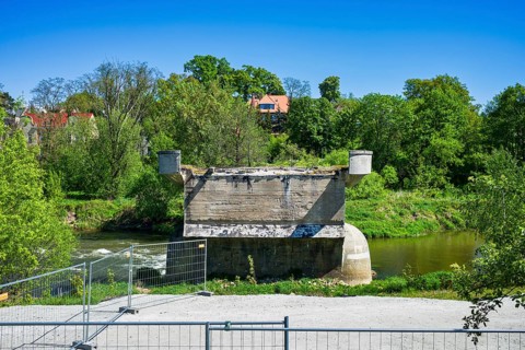 Ruins of the North Bridge over the Neisse, Guben, Brandenburg, Germany, Europe