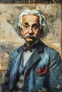 Oil-painted portrait of the physicist Albert Einstein, modern interpretation, AI generated, AI
