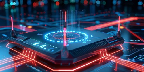 Advanced fast broadband wireless router. Concept of new technology and fast network connectivity,