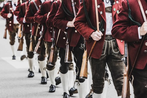 Patron saint's day, event, parade, mountain marksmen, event, rifle, parade, lederhosen,