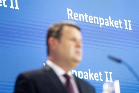 Hubertus Heil (SPD), Federal Minister of Labour and Social Affairs, recorded as part of a press