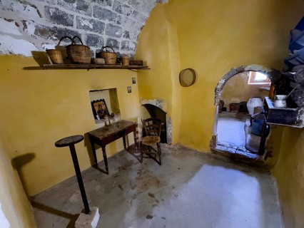 Historic small living room cell of monk Monk's cell in UNESCO World Heritage Orthodox Monastery