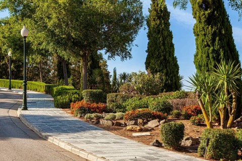 Park at a cemetery in Chiclana, Andalusia, Spain, Europe