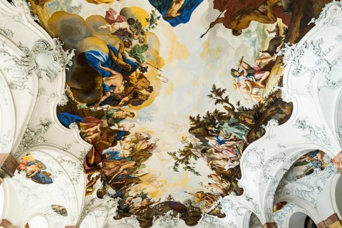Garden Hall, fresco, ceiling painting by Tiepolo, Wuerzburg Residence, UNESCO World Heritage Site,