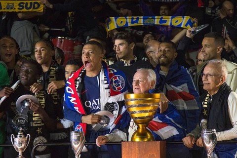 Football match, captain Kylian MBAPPE' Paris St Germain, celebrating the French championship in the