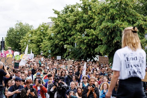 Carla Reemtsma, climate protection activist from Fridays For Future, during a reder for the climate