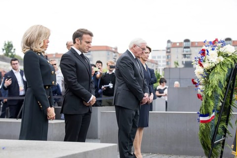 Emmanuel Macron (President of the French Republic) with his woman Brigitte Trogneux and