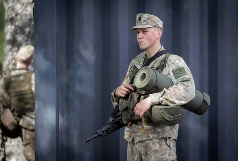Lithuanian reserve soldier during training, photographed in Rudninkai, 28/05/2024