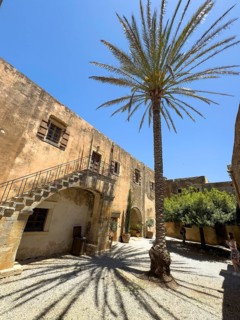 Atrium of the north wing of the building with access to the historic dining room for monks above
