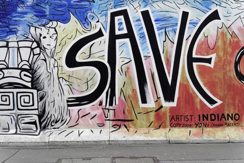 Graffiti on the Berlin Wall at the East Side Gallery, Berlin, Germany, Europe, Graffiti artwork