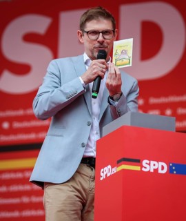 SPD rally for the European elections in Leipzig. The SPD member of the European Parliament,