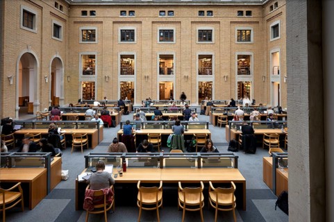 Interior view of reading room, students, students, Bibliotheca Albertina, University Library,