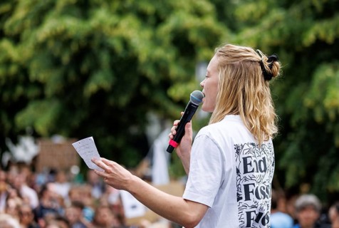 Carla Reemtsma, climate protection activist from Fridays For Future, during a reder for the climate