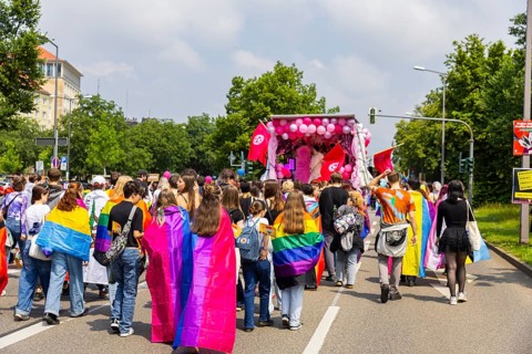 Christopher Street Day in Dresden, Dresden, Saxony, Germany, Europe