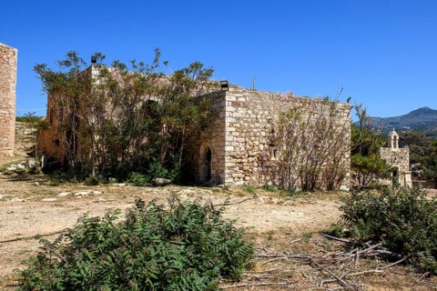 Ruin of former house of bishop from Venetian period in front of Ottoman occupation Occupation of
