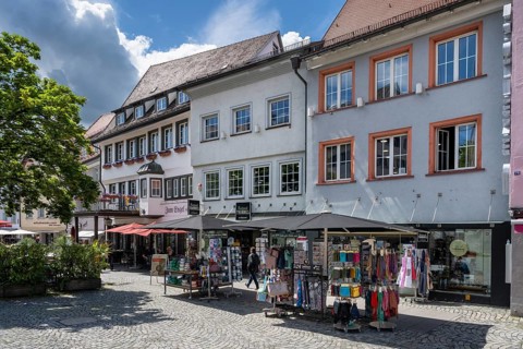 Row of shops, shop on the Holzmarkt in the historic old town centre of Ravensburg, Ravensburg