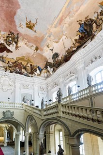 Staircase, fresco, ceiling painting by Tiepolo, Wuerzburg Residence, UNESCO World Heritage Site,
