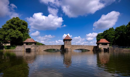 Palmengarten weir, lock, city harbour, Leipzig, Saxony, Germany, Europe