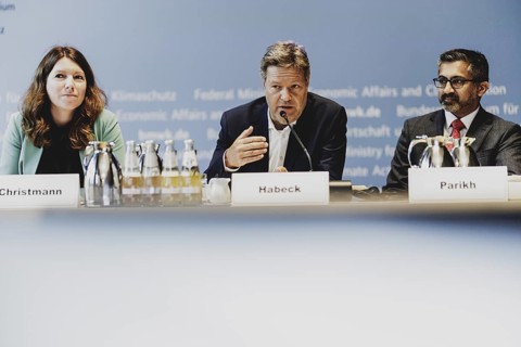 (L-R) Anna Christmann, Federal Government Coordinator for German Aerospace Policy, Robert Habeck