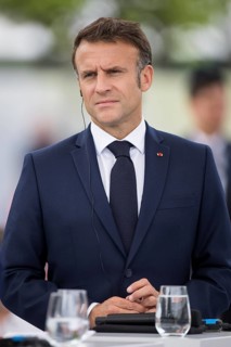 Emmanuel Macron (President of the French Republic) at the stage talk in the dialogue forum at