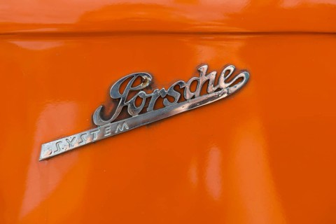 Allgaier Diesel, Porsche tractor, metal lettering system Porsche on orange painted bonnet,