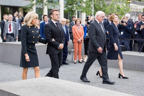 Emmanuel Macron (President of the French Republic) with his woman Brigitte Trogneux and