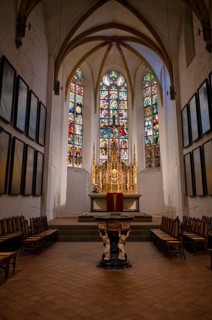 2016 repatriated neo-Gothic Jesus altar, painting by superintendents, St Thomas' Church, Leipzig,