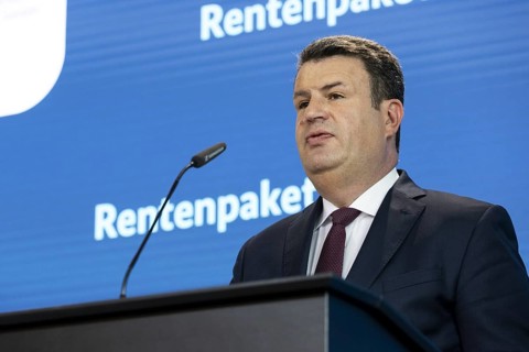Hubertus Heil (SPD), Federal Minister of Labour and Social Affairs, recorded as part of a press
