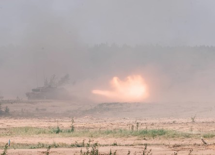 A Leopard 2 main battle tank, photographed during the NATO Steadfast Defender exercise and the