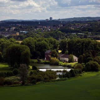 View of the Ruhr valley with the Volmarstein community waterworks, Wetter (Ruhr), Ruhr area, North