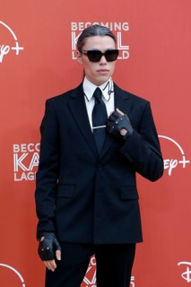 Karl Lagerfeld doppelganger at the German premiere of Becoming Karl Lagerfeld at the Zoo Palast