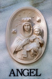 Religious symbols on the graves in a cemetery in Chiclana, Andalusia, Spain, Europe