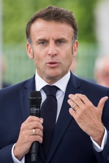 Emmanuel Macron (President of the French Republic) at the stage talk in the dialogue forum at
