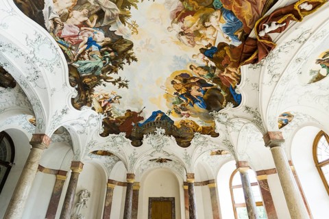 Garden Hall, fresco, ceiling painting by Tiepolo, Wuerzburg Residence, UNESCO World Heritage Site,