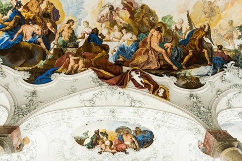 Garden Hall, fresco, ceiling painting by Tiepolo, Wuerzburg Residence, UNESCO World Heritage Site,