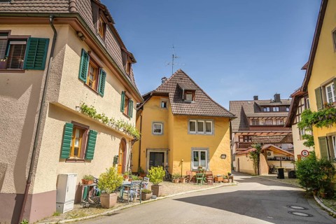 Town view, Adlergasse, Old Town, Staufen im Breisgau, Baden-Wuerttemberg, Germany, Europe