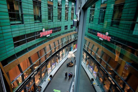 Petersbogen, casino, logo, mirroring, shopping arcade, arcade, shopping centre, shopping arcade,