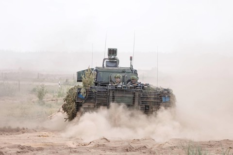 A Cougar infantry fighting vehicle, photographed during the NATO large-scale manoeuvre Steadfast