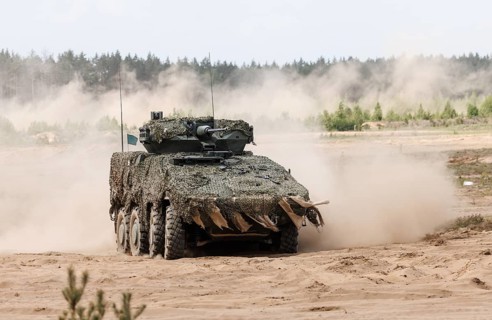 A Boxer armoured transport vehicle, photographed during the NATO Steadfast Defender large-scale