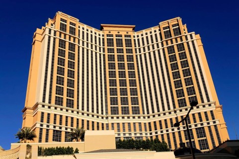 Las Vegas, Nevada, USA, North America, Large modern hotel building with many windows and impressive