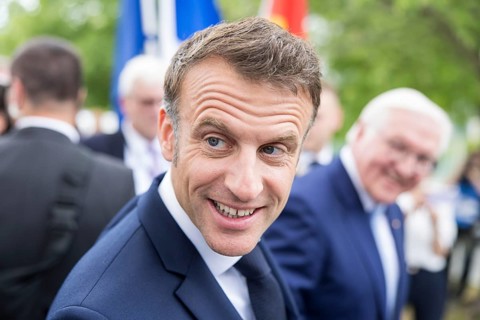 Emmanuel Macron (President of the French Republic) at the stage talk in the dialogue forum at