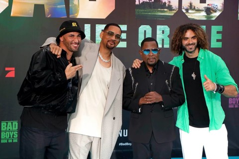 Bilall Fallah, Will Smith, Martin Lwrence and Adil El Arbi at the Bad Boys, Ride or die Deutschland