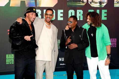Bilall Fallah, Will Smith, Martin Lwrence and Adil El Arbi at the Bad Boys, Ride or die Deutschland