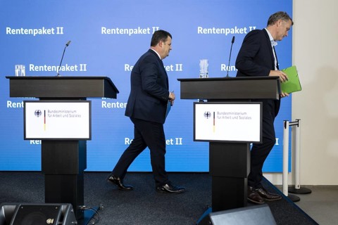Hubertus Heil (SPD), Federal Minister of Labour and Social Affairs, recorded as part of a press