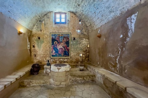 Old fountain in monastery Monastery fountain in UNESCO World Heritage Site historic orthodox