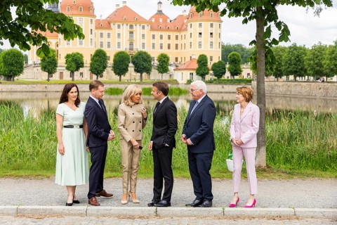 French President Emmanuel Macron visits the Federal Republic of Germany with his woman Brigitte, at