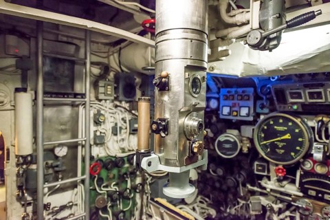 Periscope Inside a Submarine in Milan, Lombardy, Italy, Europe