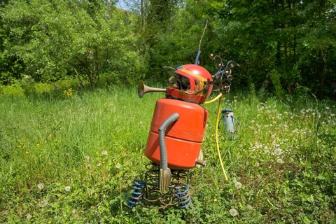 Art object, sculpture meadow, figure park, Rappennestgiessen nature reserve, Burkheim am