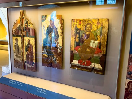 Three 16th century icons placed in UNESCO World Heritage Moni Arkadi Arkadi Monastery, centre and